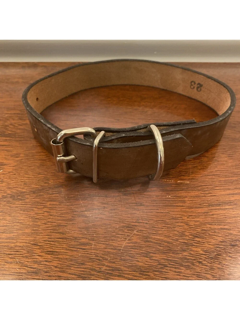 Handcrafted Brown Leather Dog Collar Western Large Dog Engraved “Smokey”